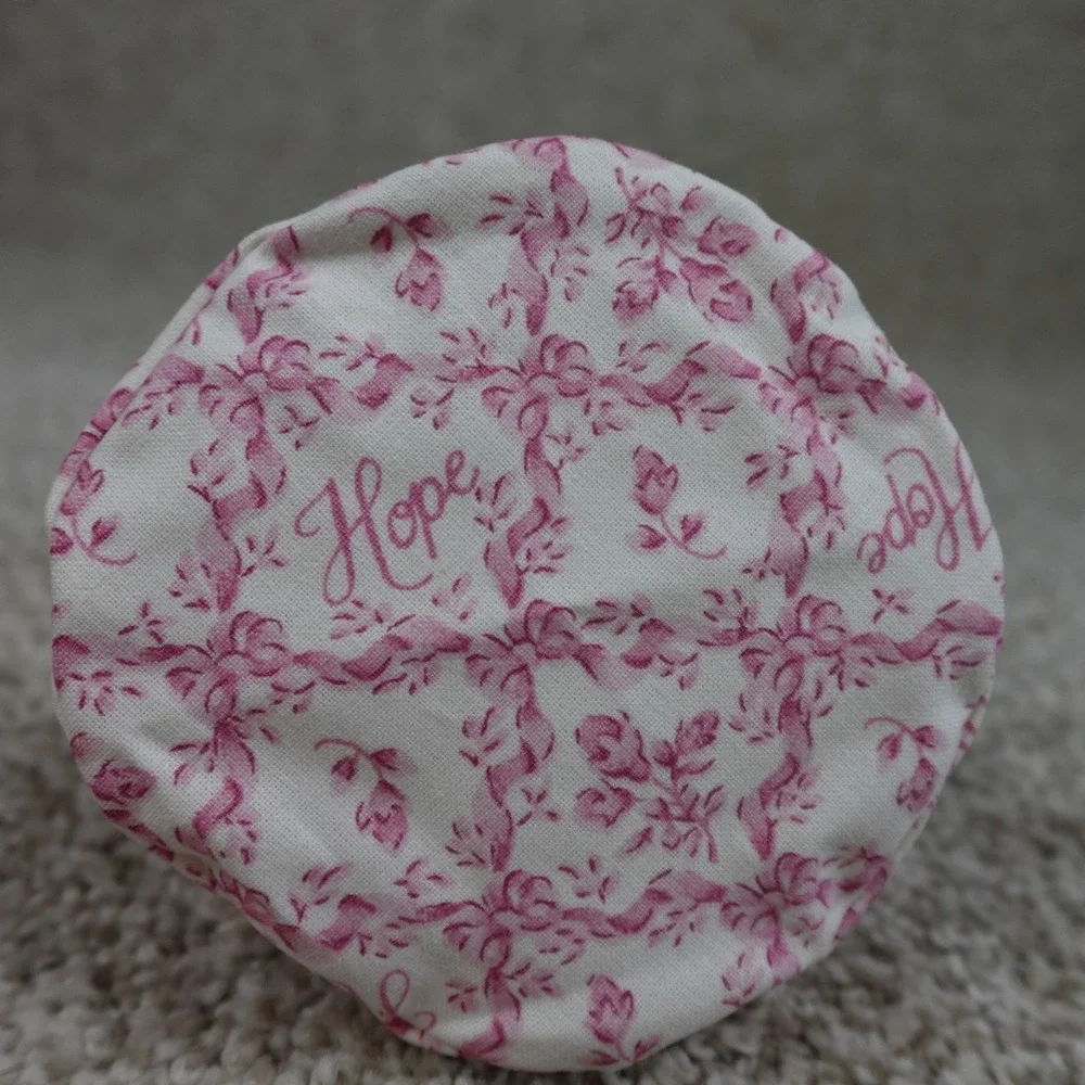 Longaberger 2009 Horizon of Hope Basket Liner Pink Floral Toile Scalloped Trim